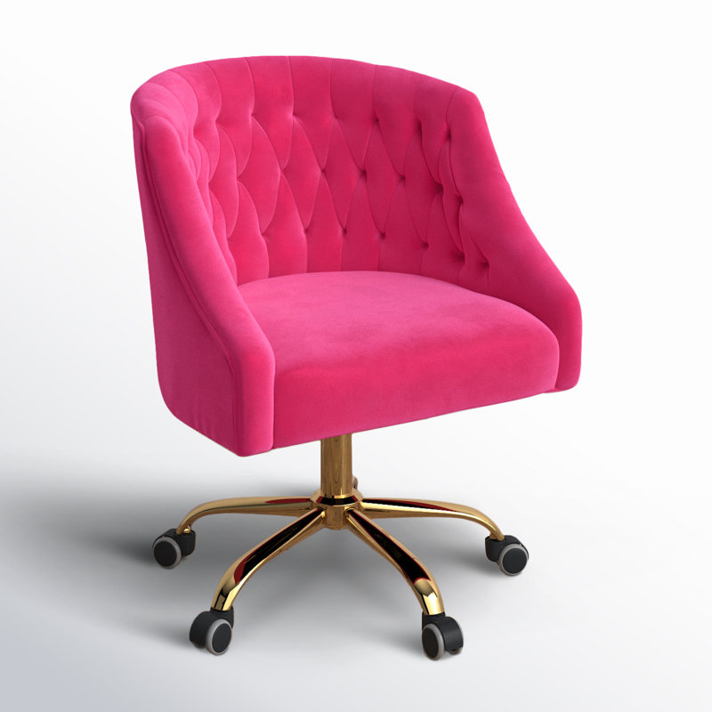 Doreen Velvet Hand-Curated Task Chair, Fuchsia Velvet