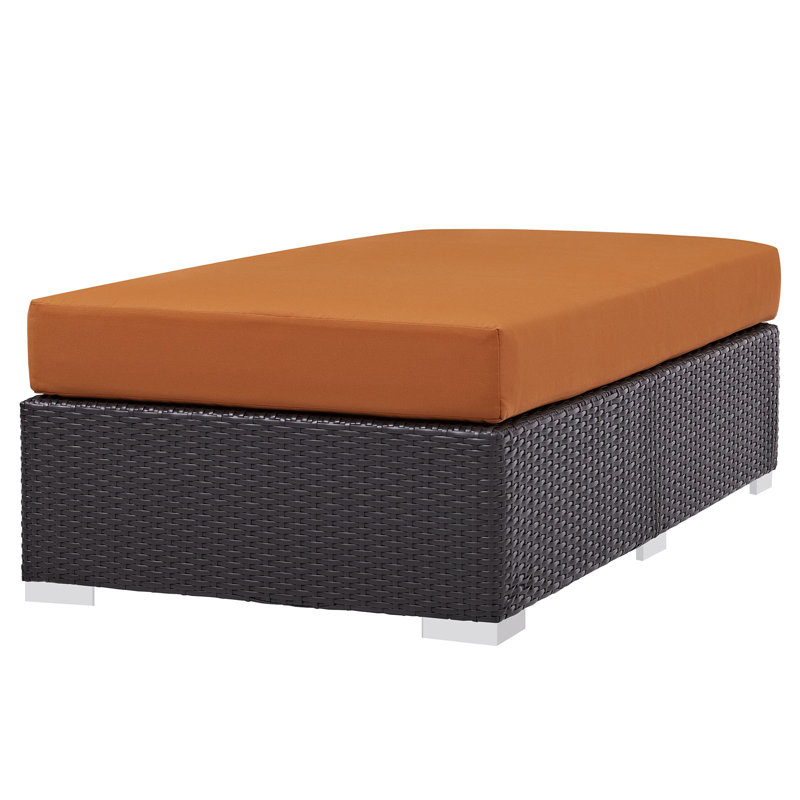 Repose-pieds d'extérieur rectangulaire avec coussin Convene, Orange
