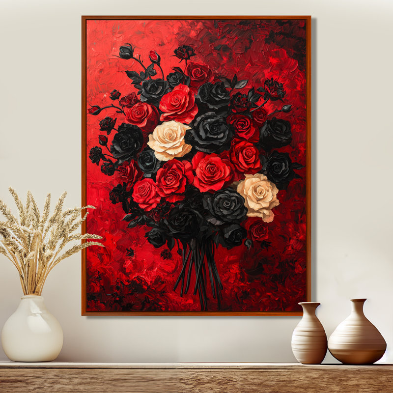 Sindy abstrait gothique foncé Bouquet de roses III - Roses, art mural, H 44 po x l 34 po, Brun