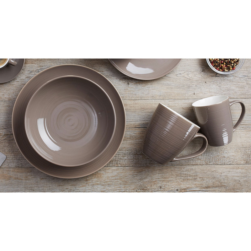 Piece Porcelain Dinnerware Set - Service for 6, Taupe