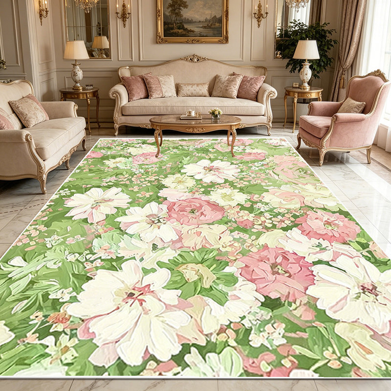 1PC vintage pastel floral oil painting area rugs, Soft and Comfortable, easy-to-maintain, machine washable Indoor floor mat, suitable for living room, bedroom, dining area, sunroom, backyard patio, entryway, balcony, Home Decor, Outdoor Decor.