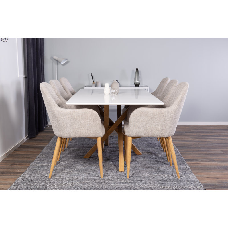 Chelsey 6 - Person Dining Set, White, Light Grey/Oak