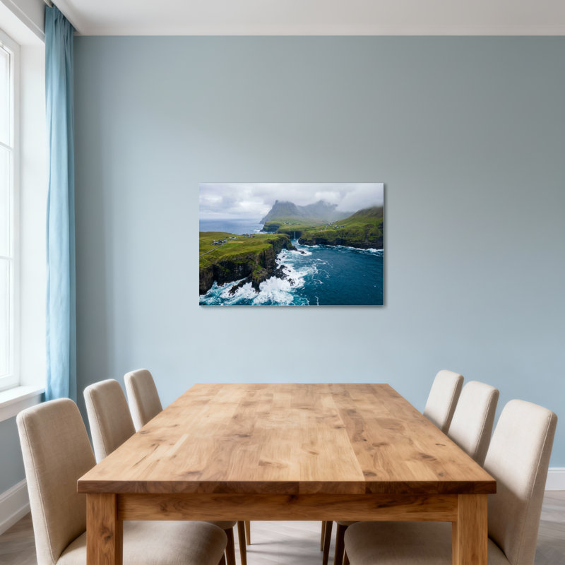 Paysage côtier avec falaises et vagues océaniques, H 32 po x l 48 po