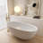 61" Stone Resin Solid Surface Freestanding Deep Soaking Tub, Modern Freestanding Bathtub-111987391