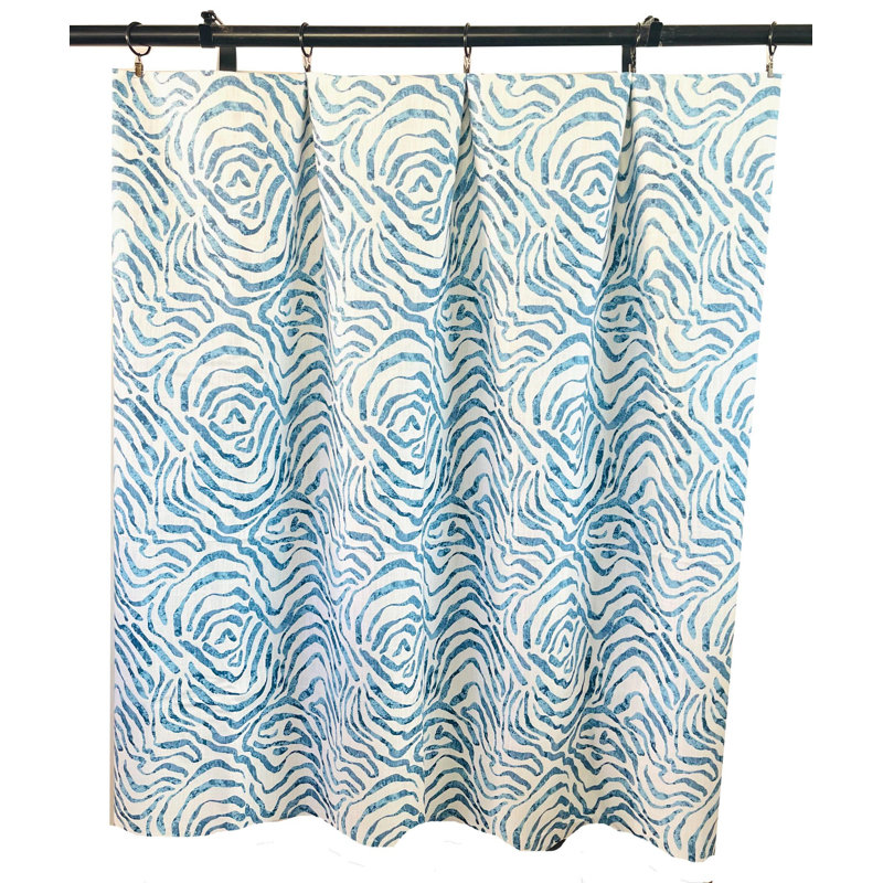 Indigo Dark Aqua Blue Abstact Floral Curtains, 25" W x 84" L