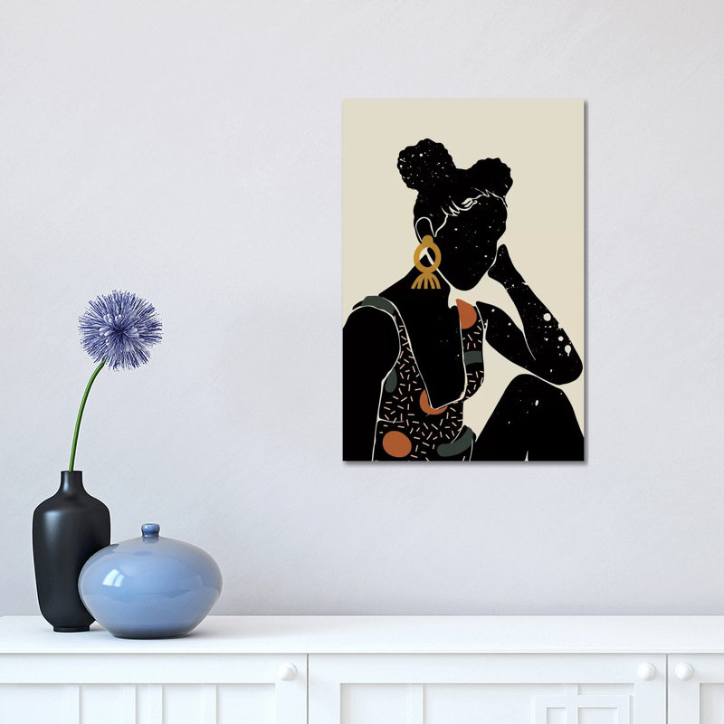 Black Hair VI - impression d'art graphique, Aucun mat, Toile tendue, H 18 po x l 12 po x 1,5 po