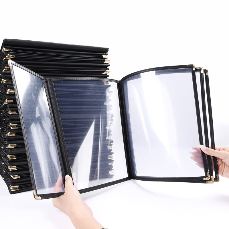 Paquet de 30 couvercles de menu de restaurant WeChef 8,5 x 11 po 4 pages 8 et 4,25 x 11 po, H 0,4 po x l 9,7 po x P 11,8 po