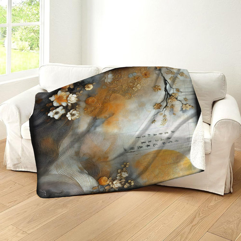 Asian Dawn Small Sherpa Blanket, 60" W x 80" L
