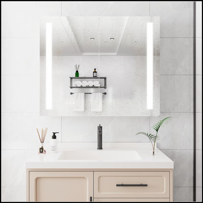 Armoire à pharmacie à miroir 36 po x 30 po avec antibrouillard, lumière à intensité variable et interrupteur tactile pour salle de bain moderne