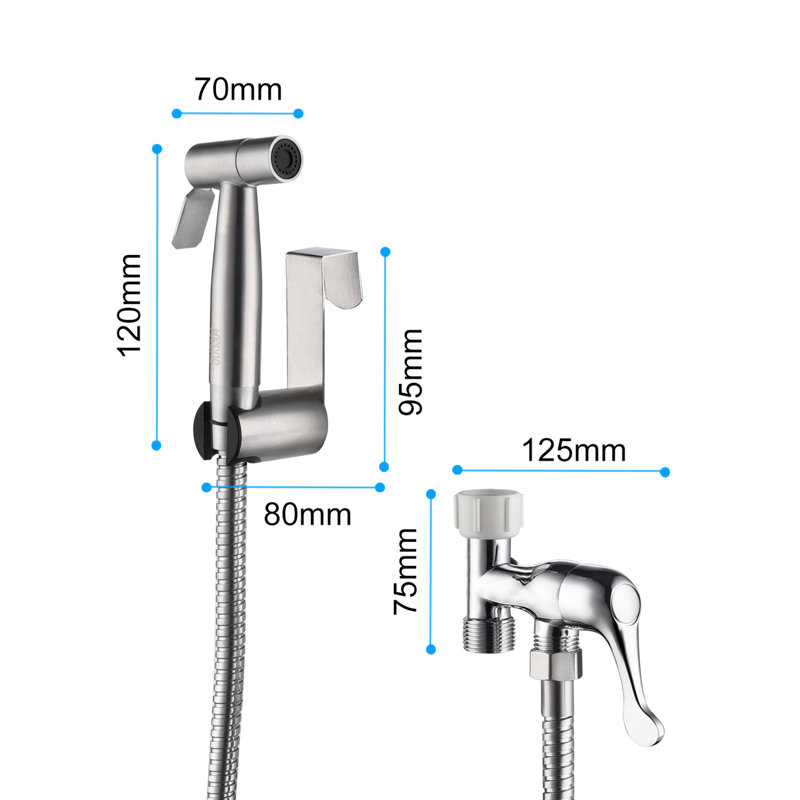 Elongated Hand Held Bidet with Faucet