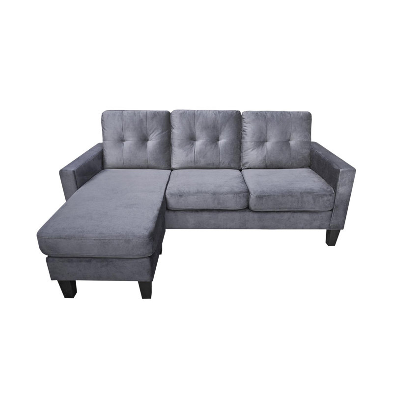 Ollice 3 Seater Velvet Sofa & Chaise, Grey
