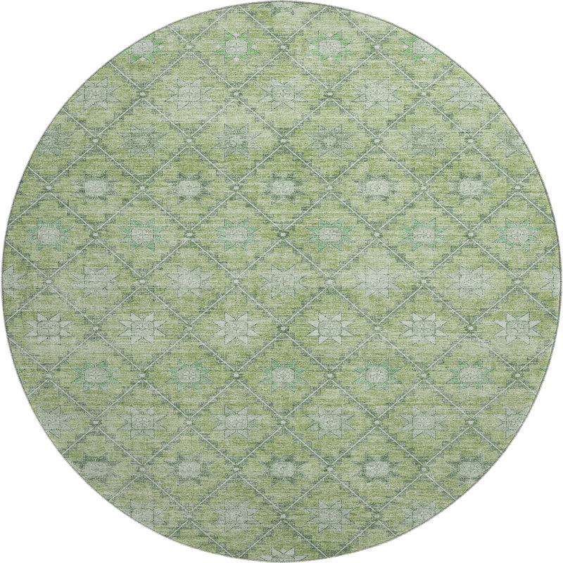 Premium Machine Washable Crestover AMF1858 Lattice Rug, Round 8'