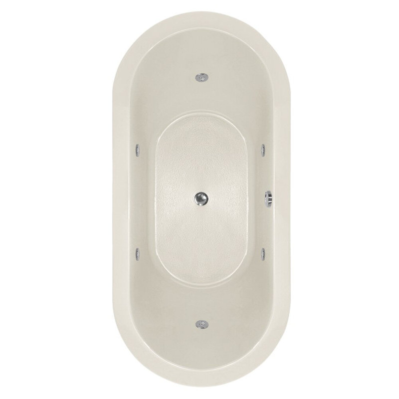 Elle 72'' x 36'' Whirlpool Acrylic Bathtub, Biscuit, Polished Chrome