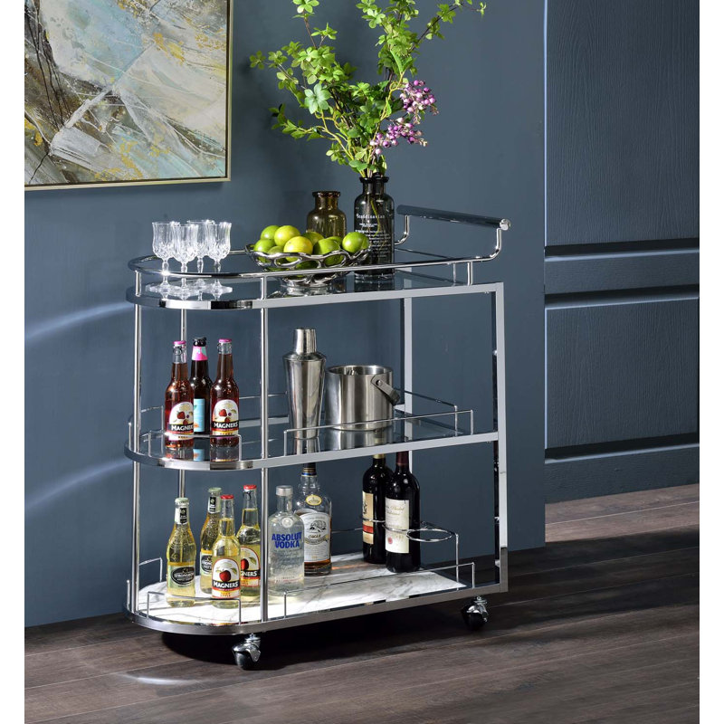 Chariot-bar Martavious en transparent et chrome
