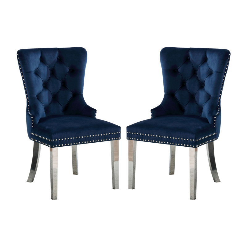 Wingback Dining Chairs with Button Tufted Back