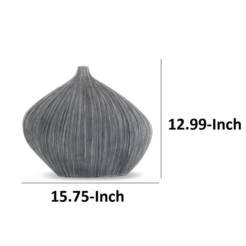 Gray Asymmetrical Polyresin Decorative Vase, 16 Inch