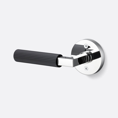 Levanto Round Dummy Rosette In Polished Chrome, Straight Knurled Grip In Flat Black