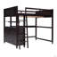 Lit mezzanine double avec tiroirs et bureau, lit mezzanine en bois avec tablettes (lit)-1559420224