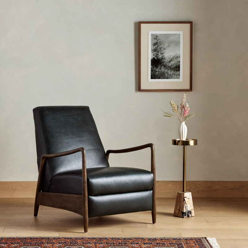 Braden Recliner-Dakota Warm Taupe, Dakota Black Genuine Leather