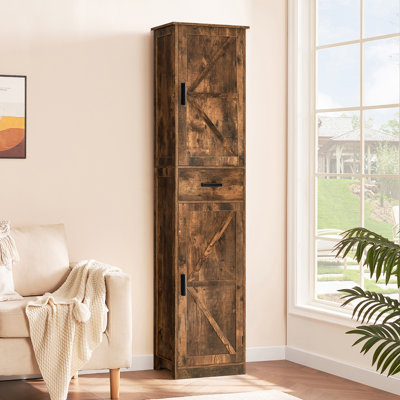 Grande armoire de salle de bain avec 4 tablettes, 2 portes et 1 tiroir
