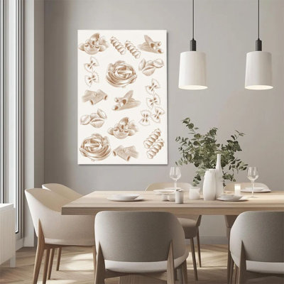1Pc Framed Canvas Poster Print Pasta, various pasta shapes, vintage hand-drawn style Wall Art Decor, Perfect for Room Decor Living Room Bedroom Office Kitchen Bathroom Home Decor, Ideal Home Wall Decoration Gift