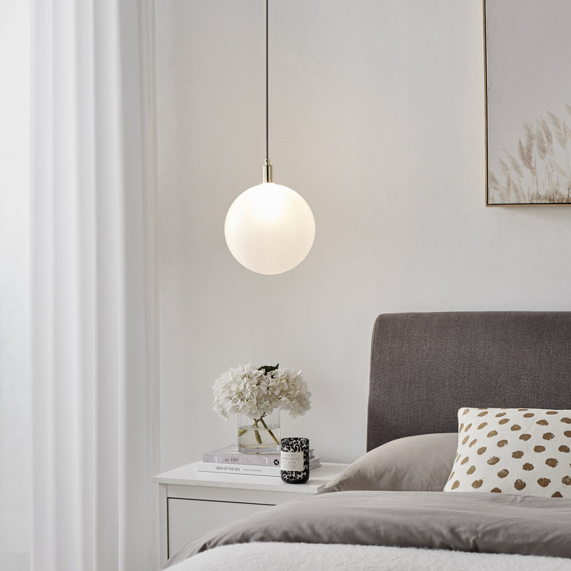 Anjelyna Frosted Globe Pendant Light - Classy Drop light, Gold Accents, Modern Design