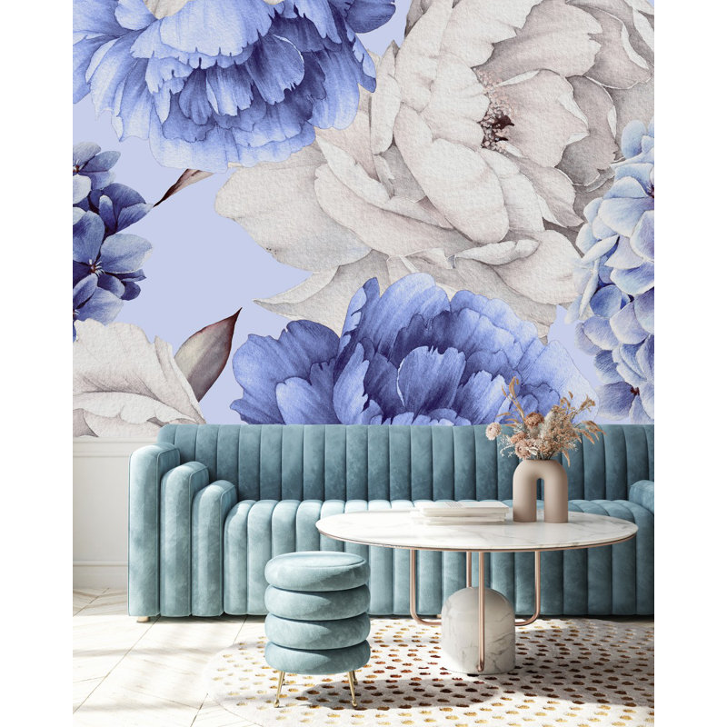 Floral Wall Mural, 10.42' W x 10.42' L