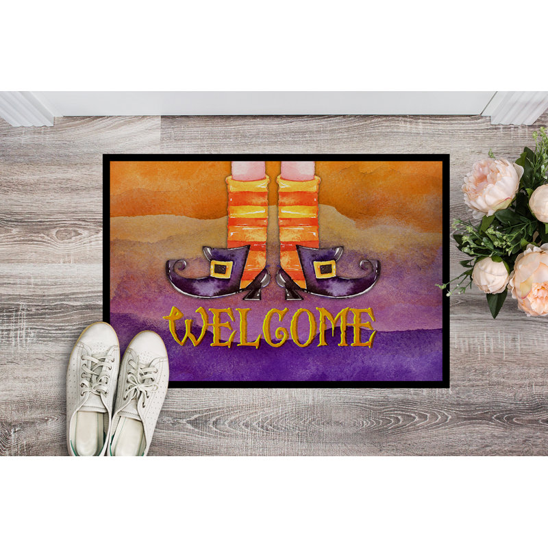 Eila Non-Slip Halloween Outdoor Doormat, Rectangle 1'6 x 2'3"