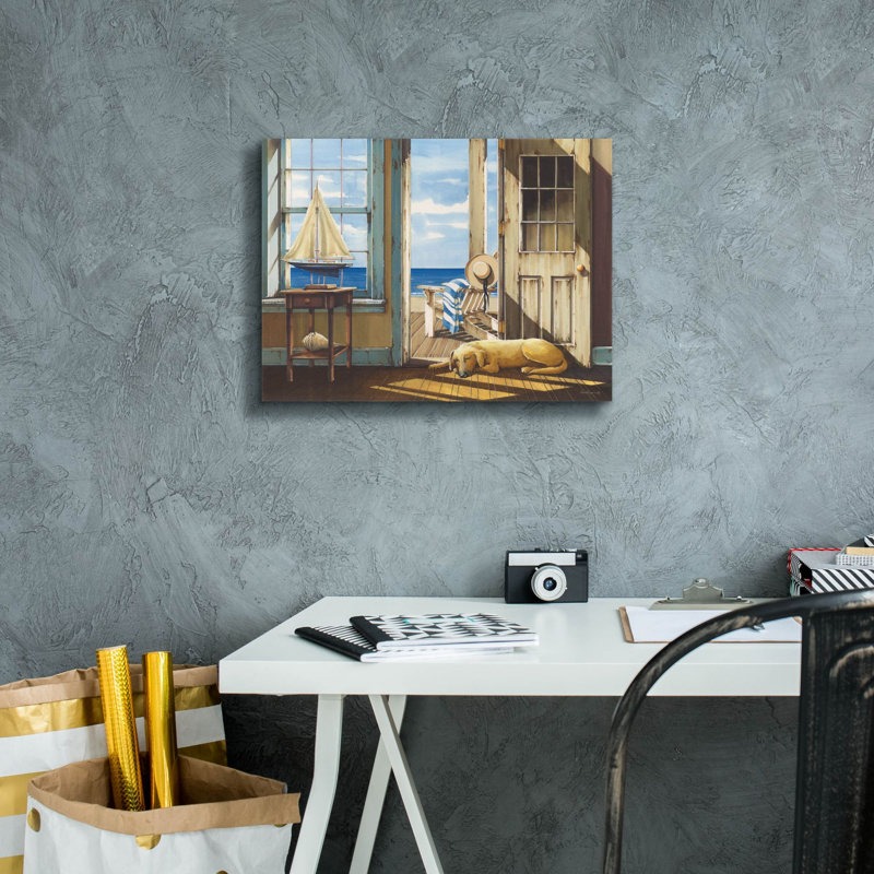 «Enjoying the Sea Breeze» par John Rossini, art mural sur toile, H 12 po x l 16 po x P 0,75 po