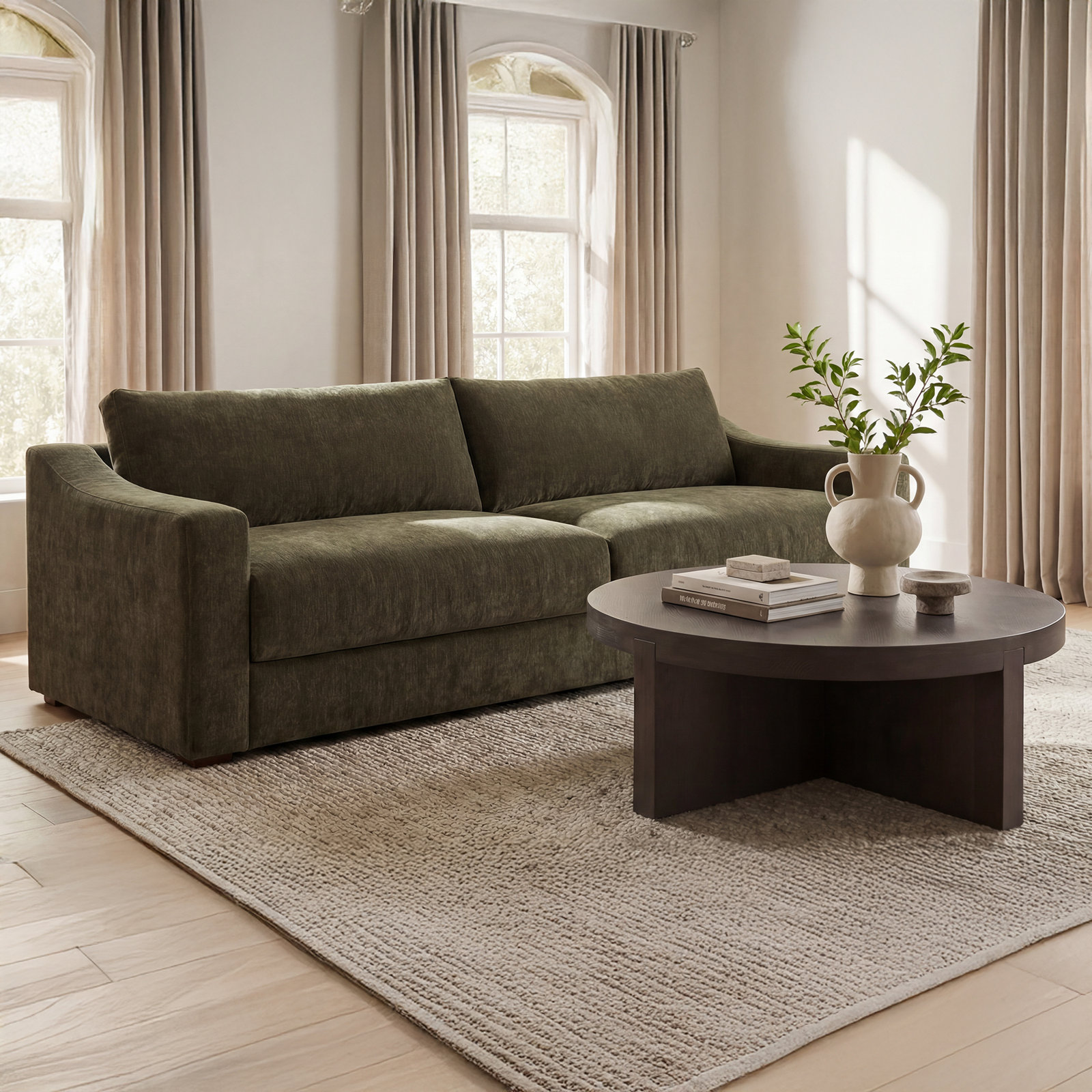 Nora 91" Sofa, Green