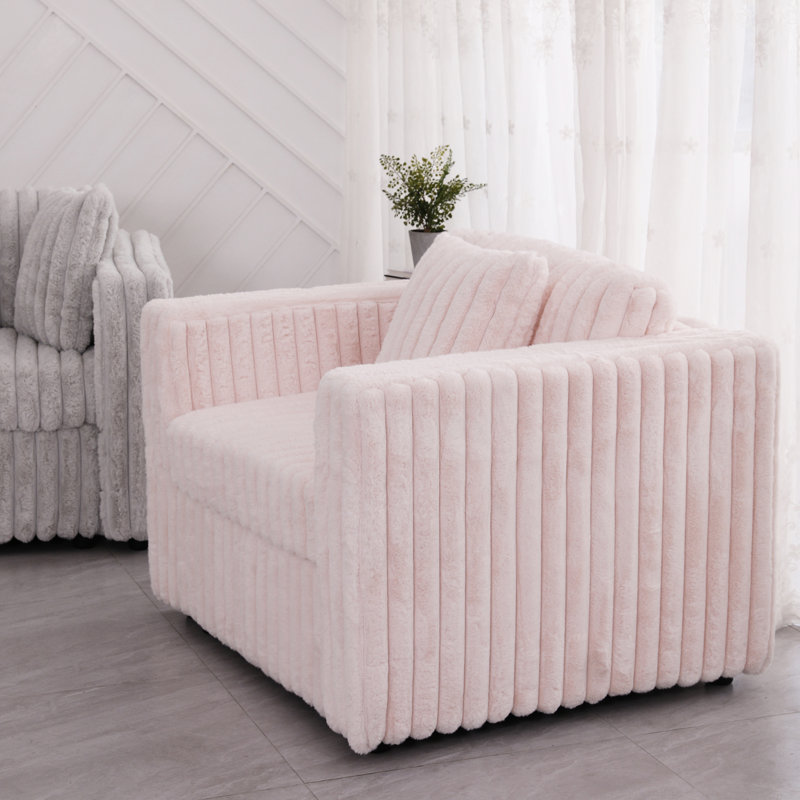 44.9" Single - Pink. Highly Comfortable For Bedroom & Living Room. High Sponge Filler. Combinable Shapes. Stylish Design. Detachable Washable Cushions. Metal Frame. Microfiber. 1 Seat In Pink