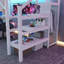 Lit mezzanine pleine grandeur peu encombrant, lit mezzanine en métal blanc doux avec bureau, armoire et DEL USB pour les petites chambres-129413181