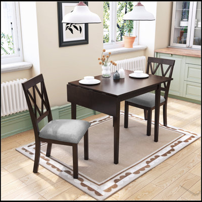 29-45 Inch Extendable Folding Dining Table for 4, Space-Saving with Durable Rubberwood Legs
