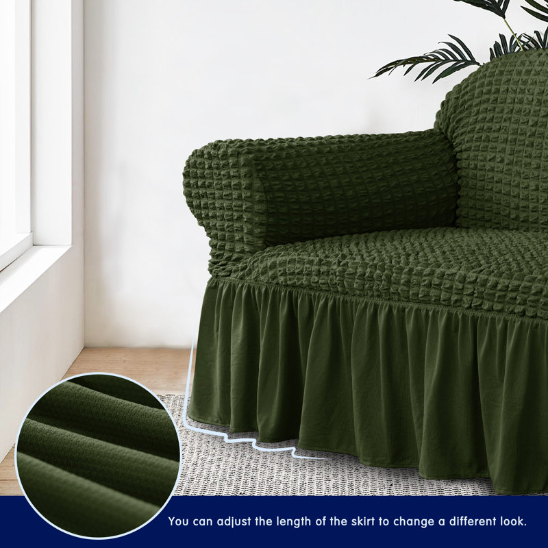 Housse extensible pour canapé à coussins carrés / rectangulaires, Mélange de polyester vert céladon