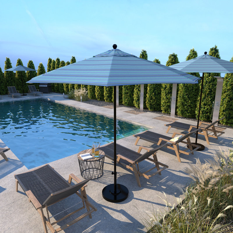 Parasol de marché commercial en aluminium 9 pi, Sunbrella® Dolce à rayures oasis