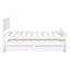 Lit plateforme simple blanc avec lit gigogne et tiroirs - Structure en pin robuste-1331473050