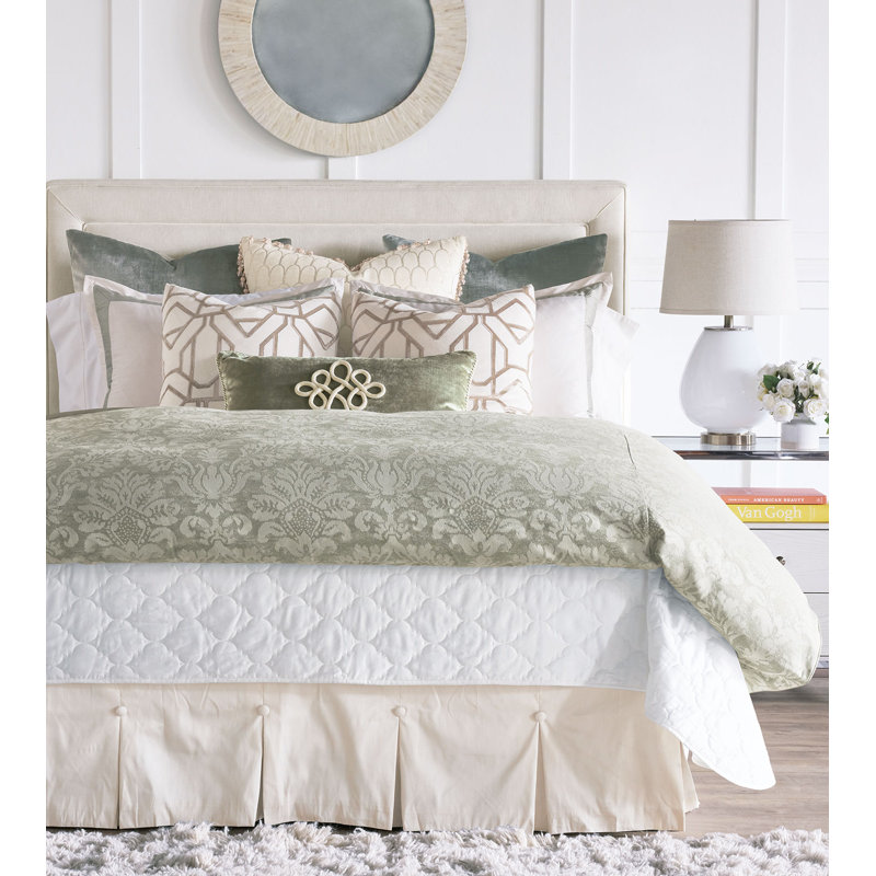 Viola Modern & Contemporary Sateen Coverlet, Queen Coverlet, White