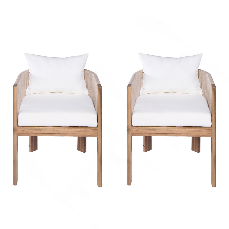 Chaises de salle à manger Kade, Coussin beige / corde beige et finition teck