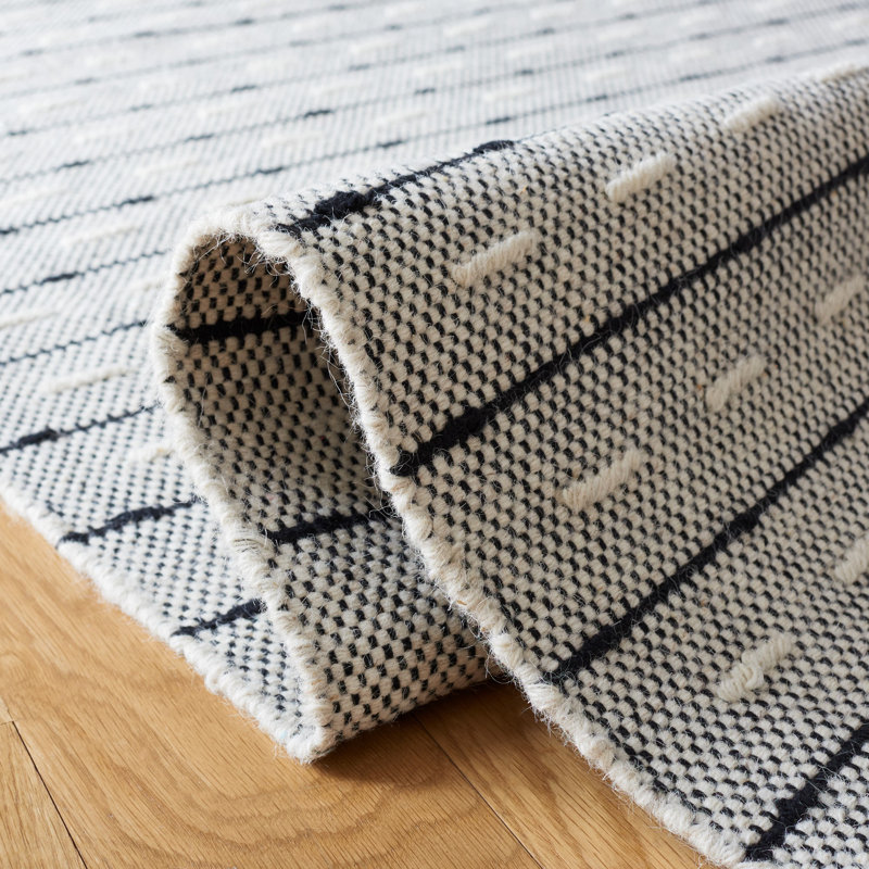 Tapis rayé en laine / coton Vermont, Carré 6 pi