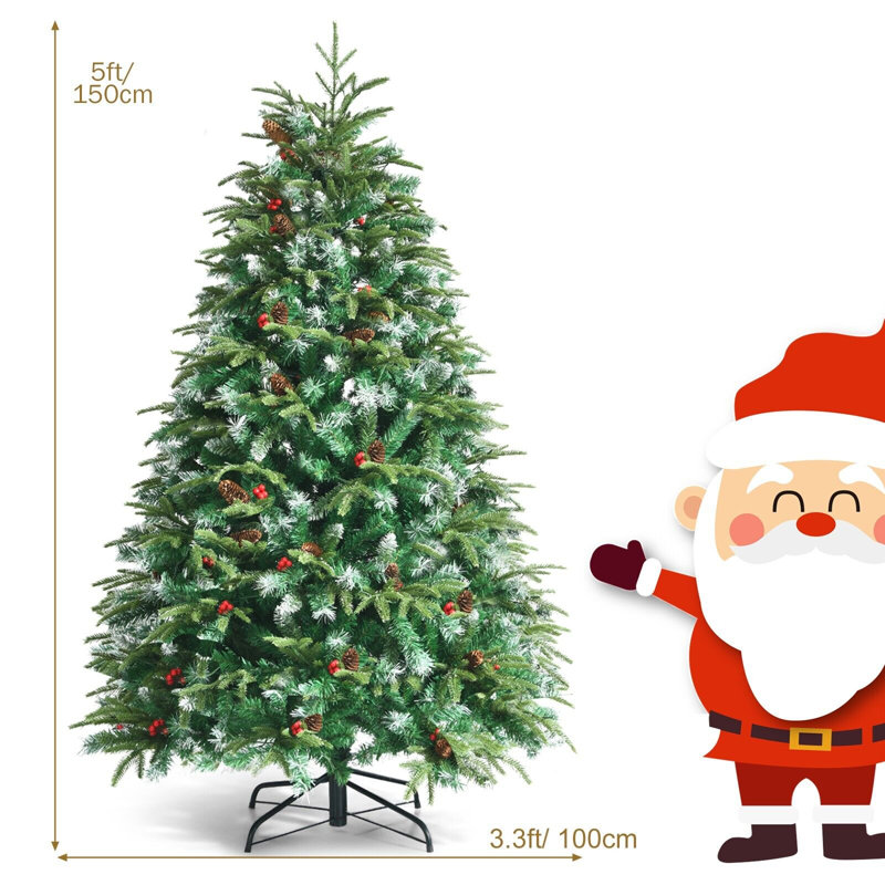 Lighted Artificial Pine Christmas Tree, 5 Ft