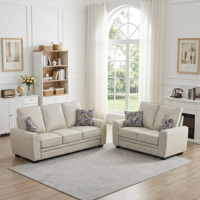 Ensemble de salon en tissu 2 pièces avec causeuse et canapé Marciniak