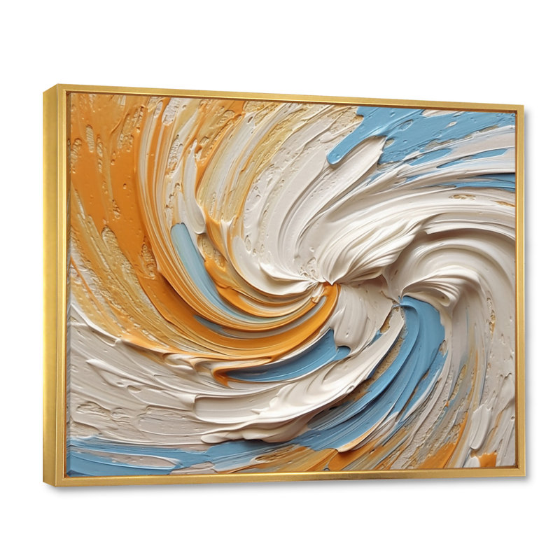 Or éternel tourbillon III - spirales abstraites, art mural, salon, H 30 po x l 40 po x P 1,5 po, Cadre flottant doré
