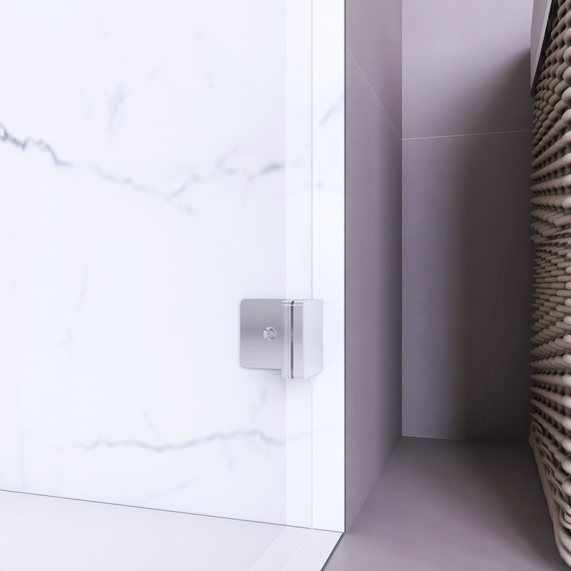 Porte de douche coulissante simple sans cadre de 44 po à l 48 po x H 72 po avec verre trempé transparent de 1/4 po (6 mm) d'épaisseur, revêtement facile à nettoyer, quincaillerie en acier inoxydable