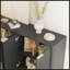 Buffet noir moderne avec tablettes réglables, buffet cannelé pour rangement spacieux et multifonctionnel, console d'appoint élégante-264324555
