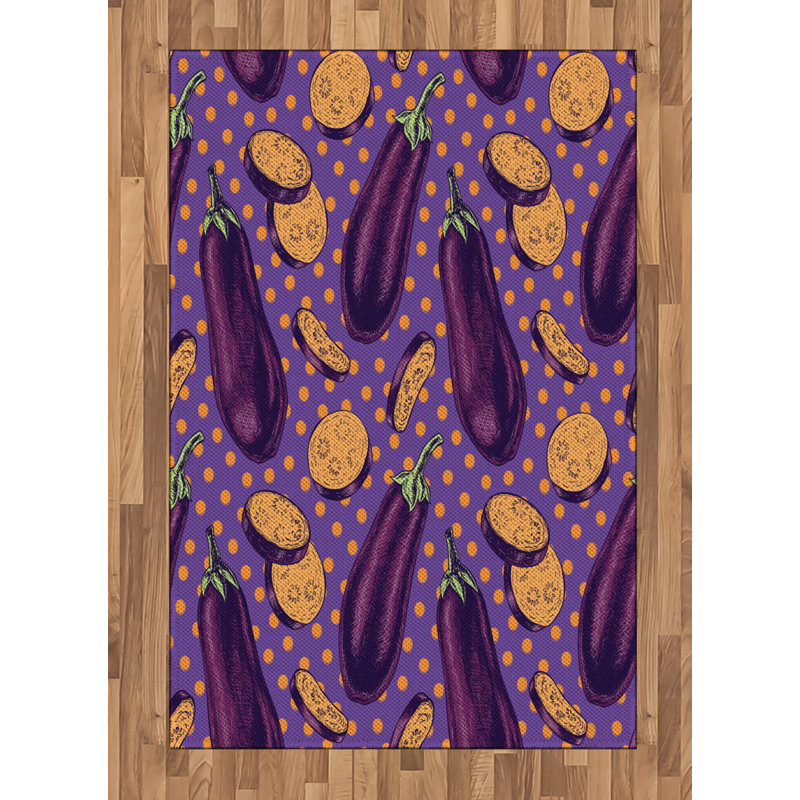 Eggplant High Density Long Fiber Poly Threads Decorative Area Rug Carpet, Rectangle 4' x 5'8"