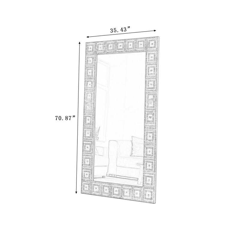 Miroirs rectangulaires pleine longueur en bois manufacturé, 70.87" H x 35.43" W
