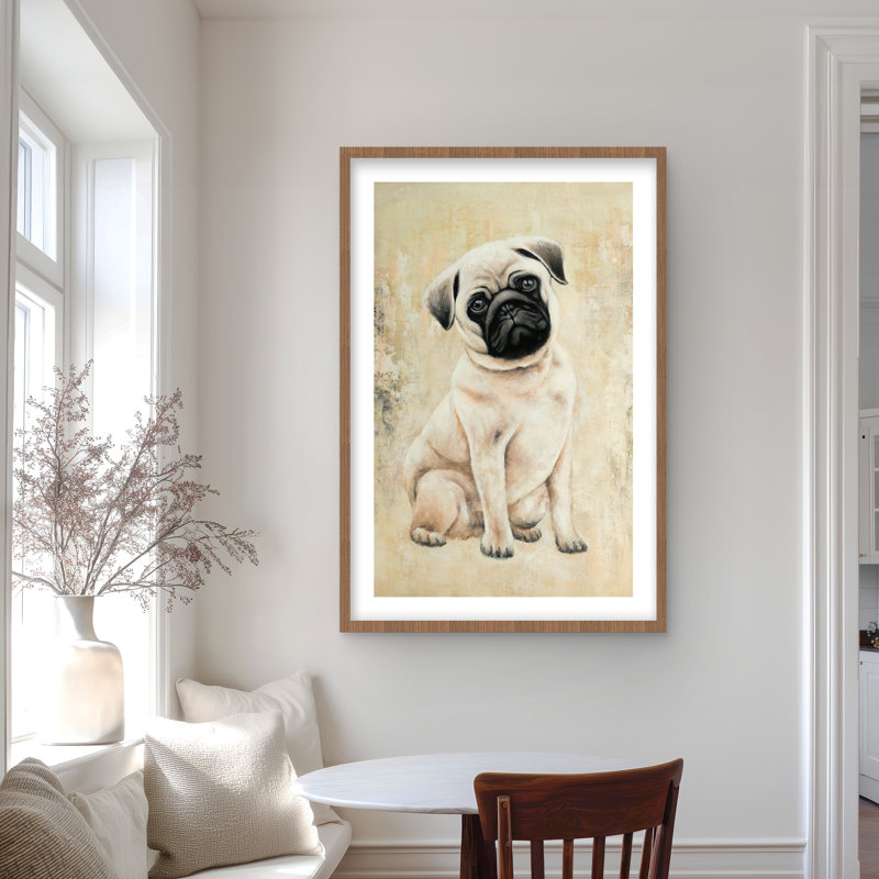 «Small Pug Dog», reproduction d'art encadrée contemporaine