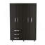 Armoire mobile Hamilton, armoire 4 portes, trois tiroirs, tringles, quatre tablettes, wengé noir - chambre à coucher-693950290