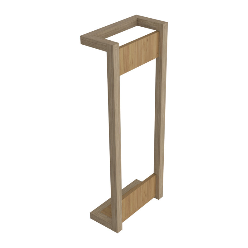 Towel Rack, Wall-Mounted Design, Open Vertical Frame, Integrated Lower Shelf For Folded Towels, Sturdy And Lightweight Structure, Natural Oak