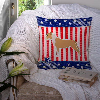 Patriotic Square Blue/Red Indoor/Outdoor Throw Pillow